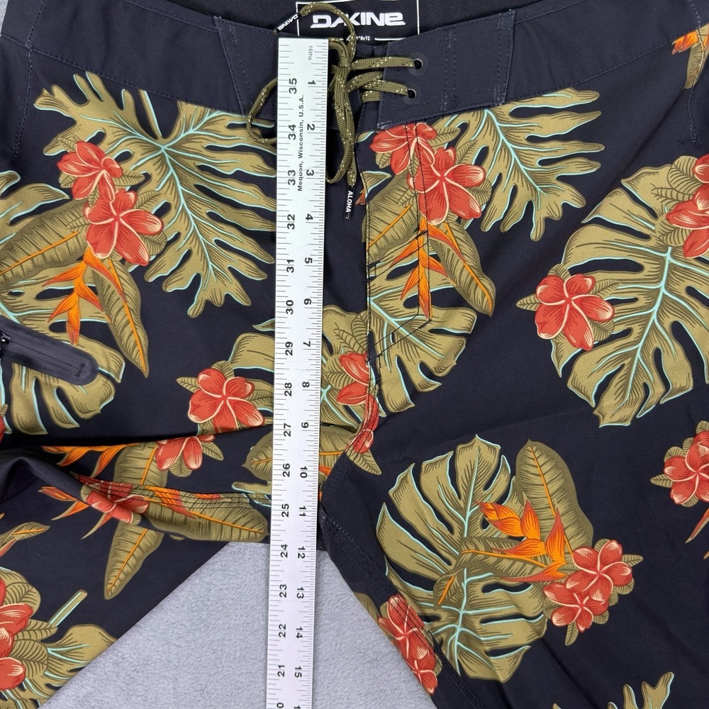 Dakine Board Shorts Mens 30 Black Hawaiian Floral Unlined Drawstring 9" Inseam - Picture 4 of 7